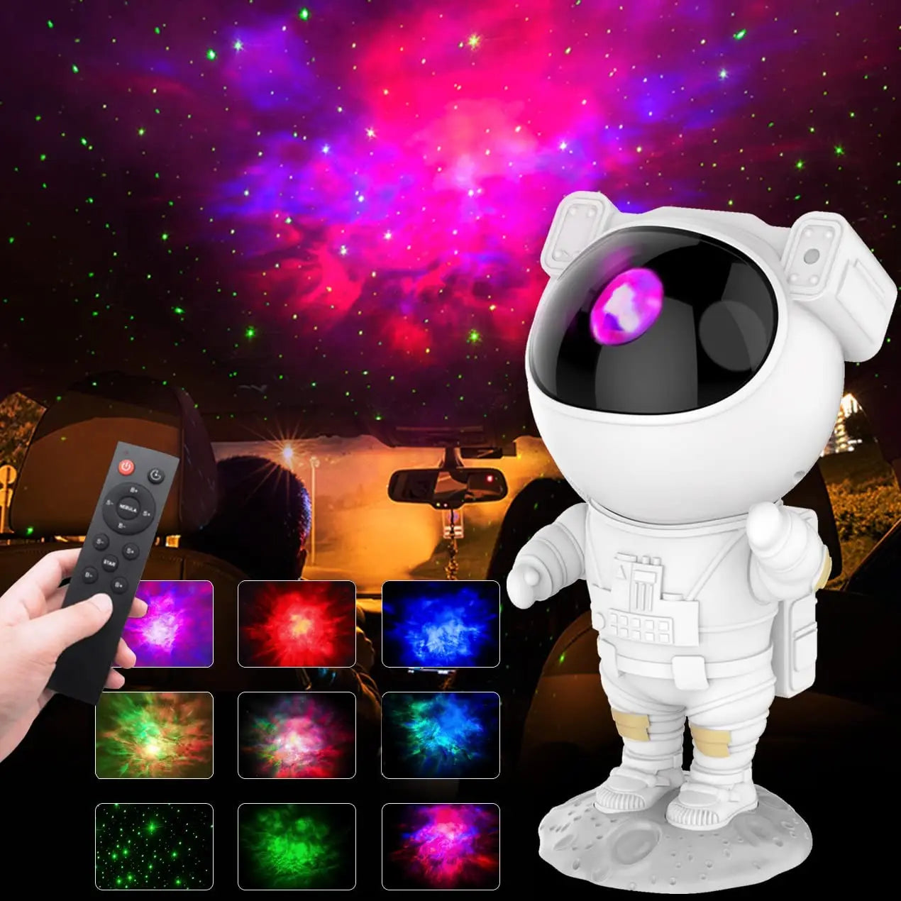 LunarGaze - Astronaut galax-nattlampa med stjärnprojektor
