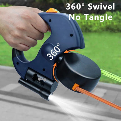 ReflectaWalk - Dubbelt indragbart reflektkoppel för hundar med LED-ljus